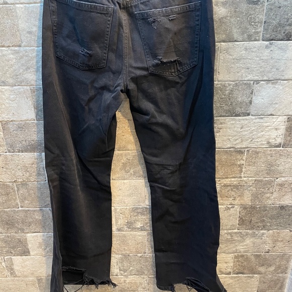 ❤️ AMERICAN EAGLE OUTFITTERS RIPPED LOW RISE BAGGY FLARE JEANS SIZE 0 SHORT - Picture 11 of 12